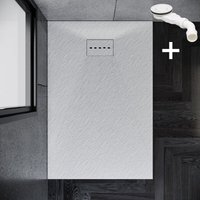 Design Duschwanne Duschtasse Flach aus smc Brausewanne Super Flache 140 x 90 cm,Weiß,mit Ablaufgarnitur,Antirutsch - Sonni von SONNI
