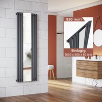 Sonni - Design Heizkörper Vertikal mit Spiegel Anthrazit 1800x500mm Röhrenheizkörper Paneelheizkörper Einlagig von SONNI