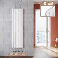 Design Paneelheizkörper Weiß Flachheizkörper Vertikal Doppellagig 1600x462mm - Sonni von SONNI