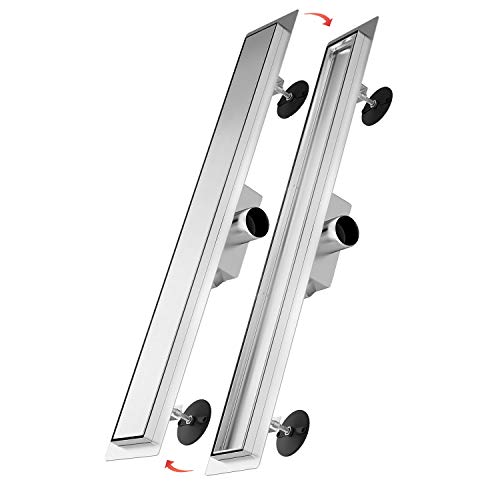 Doppelseitige Duschrinne 140cm, Bodenablauf Flach mit Geruchsstop und Haarsieb Randablauf, 2 in 1 Edelstahl Ablaufrinne Komplettset mit Bodenbefestigung Doppelseitige Duschrinne 140cm, Bodenablauf Flach mit Geruchsstop und Haarsieb Randablauf, 2 in 1 Edelstahl Ablaufrinne Komplettset mit Bodenbefestigung von SONNI
