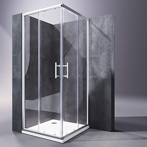Duschkabine/Duschabtrennung 100x100cm Eckeinstieg mit Duschwanne Doppel Schiebetür Echtglas Duschkabine/Duschabtrennung 100x100cm Eckeinstieg mit Duschwanne Doppel Schiebetür Echtglas von SONNI
