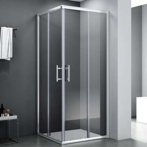 SONNI Duschkabine 76x70x185cm Duschabtrennung Eckeinstieg ohne Duschwanne Doppel Schiebetür Echtglas SONNI Duschkabine 76x70x185cm Duschabtrennung Eckeinstieg ohne Duschwanne Doppel Schiebetür Echtglas von SONNI