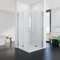 Sonni - Duschkabine 100x100 cm falttür Eckeinstieg faltbar Duschabtrennung Faltdusche 6mm nano Glas 195cm von SONNI