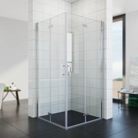 Sonni - Duschkabine 80x80 Eckeinstieg Dusche 180°Falttür Duschabtrennung Faltbar 6mm nano Glas mit Duschwanne Schwarz H:195cm von SONNI