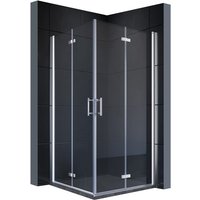 Duschkabine Eckeinstieg mit Falttür 180º nano Glas Höhe 195cm beide Seiten faltbar Duschwand Duschabtrennung Chrom 120x120 cm - Sonni von SONNI