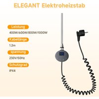 Heizstab mit Thermostat und lcd Display Heizung, Edelstahl Heizelement für Badezimmerheizung, 1000W Anthrazit - Sonni von SONNI