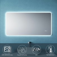 Led Badspiegel mit Beleuchtung Touch Uhr Temperatur Wandspiegel Spiegel 120x60 von SONNI