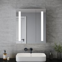 Led Badspiegelschrank 2 türig Badezimmerspiegel wandschrank Badschrank mit Steckdose 600×700×130 mm 3MM Umweltfreundlicher Spiegel 2 bewegliche von SONNI