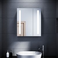 Sonni - led Spiegelschrank Badezimmerspiegel Touch Steckdose Edelstahl 60x70cm Kabelloses Scharnier Design von SONNI