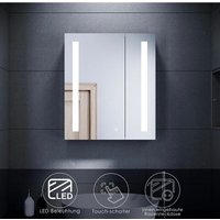 Led Spiegelschrank mit Beleuchtung Badspiegel Touch Steckdose Edelstahl 60x70cm Kabelloses Scharnier Design - Sonni von SONNI