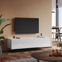 Sonni - Lowboard 140 cm hängend tv Board holz tv Schrank Weiß Hochglanz Zwei Montagemöglichkeiten von SONNI