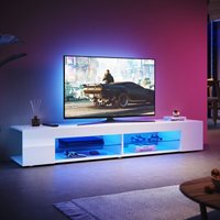 Modern tv Schrank mit LED-Lichtern, Offenes Glasregal, Hochglanz tv Board Geeignet für Wohnzimmer und Schlafzimmer, Weiß, 1800 x 390 x 300 mm - Sonni Modern tv Schrank mit LED-Lichtern, Offenes Glasregal, Hochglanz tv Board Geeignet für Wohnzimmer und Schlafzimmer, Weiß, 1800 x 390 x 300 mm - Sonni von SONNI