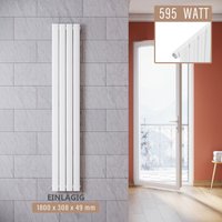 Paneelheizkörper Vertikal 1800 x 308 mm Einlagig Weiß Mittelanschluss Badheizkörper Heizkoerper Vertikal Design Flach Heizkörper - Sonni von SONNI