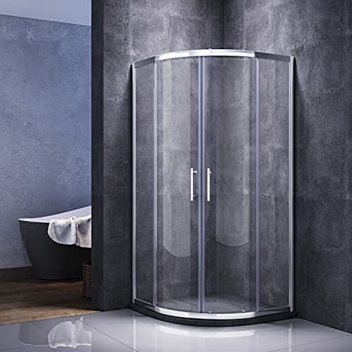 Runddusche 90x90cm Duschkabine Viertelkreis Duschabtrennung Duschtasse Nano Glas Schiebetür Dusche Duschwand von SONNI