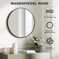 Runder Spiegel Wandspiegel hochwertigen Schwarz Aluminiumrahmen Badezimmerspiegel 60x60cm - Sonni von SONNI