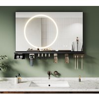 SONNI Badspiegel mit LED Beleuchtung Ablage, Antibeschlag, 3-Farben Beleuchtung und Einstellbare Helligkeit, 1000×600, kreisförmige Lichtleiste SONNI Badspiegel mit LED Beleuchtung Ablage, Antibeschlag, 3-Farben Beleuchtung und Einstellbare Helligkeit, 1000×600, kreisförmige Lichtleiste von SONNI