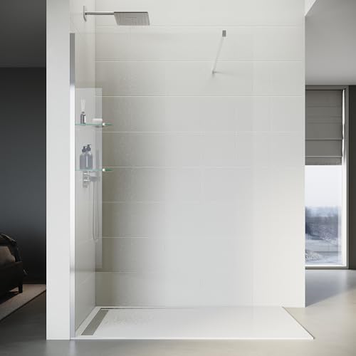 SONNI 120 x 200 cm Walk In Duschwand mit 8mm Glasböden, Dusche Duschtrennwand Glas Badewannd von SONNI