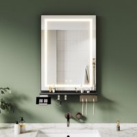 SONNI Badspiegel mit LED Beleuchtung Ablage, Antibeschlag, 3-Farben Beleuchtung und Einstellbare Helligkeit, 500×700, 4-Seitige Lichtleiste SONNI Badspiegel mit LED Beleuchtung Ablage, Antibeschlag, 3-Farben Beleuchtung und Einstellbare Helligkeit, 500×700, 4-Seitige Lichtleiste von SONNI