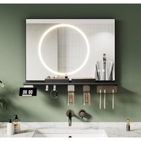 SONNI Badspiegel mit LED Beleuchtung Ablage, Antibeschlag, 3-Farben Beleuchtung und Einstellbare Helligkeit, 700×500, kreisförmige Lichtleiste SONNI Badspiegel mit LED Beleuchtung Ablage, Antibeschlag, 3-Farben Beleuchtung und Einstellbare Helligkeit, 700×500, kreisförmige Lichtleiste von SONNI
