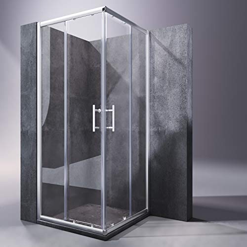 SONNI 76x76cm Duschkabine Eckeinstieg Doppel Schiebetür Echtglas Duschwand Duschtür Dusche von SONNI