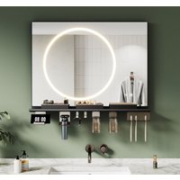 SONNI Badspiegel mit LED Beleuchtung Ablage, Antibeschlag, 3-Farben Beleuchtung und Einstellbare Helligkeit, 800×600, kreisförmige Lichtleiste SONNI Badspiegel mit LED Beleuchtung Ablage, Antibeschlag, 3-Farben Beleuchtung und Einstellbare Helligkeit, 800×600, kreisförmige Lichtleiste von SONNI