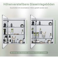 Aluminium Spiegelschrank mit beleuchtung led 50cm steckdose Beschlagfrei Touch Badspiegel Drahtloses Scharnier & Softclose Scharnieren IP44 - Sonni von SONNI