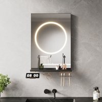 SONNI Antibeschlag Badspiegel mit Beleuchtung, Ablage, Dimmbare 3-Farben Beleuchtung, Stilvoller Schwarzer Rahmen, 500x700mm SONNI Antibeschlag Badspiegel mit Beleuchtung, Ablage, Dimmbare 3-Farben Beleuchtung, Stilvoller Schwarzer Rahmen, 500x700mm von SONNI