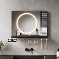 SONNI Antibeschlag Badspiegel mit Beleuchtung, Ablage, Dimmbare 3-Farben Beleuchtung, Stilvoller Schwarzer Rahmen, 700x500mm SONNI Antibeschlag Badspiegel mit Beleuchtung, Ablage, Dimmbare 3-Farben Beleuchtung, Stilvoller Schwarzer Rahmen, 700x500mm von SONNI