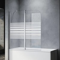 Badewannenaufsatz Dusche Badewannenfaltwand Glas Duschwand für badewanne 2-teilig 120x140(BxH),Milchglas Streifen,mit Stabilisator - Sonni von SONNI