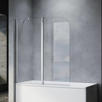 Badewannenaufsatz Dusche Badewannenfaltwand Glas Duschwand für badewanne 2-teilig 140x120(HxB),Tür 180°schwenkbar,mit Stabilisator,nano glas - Sonni von SONNI