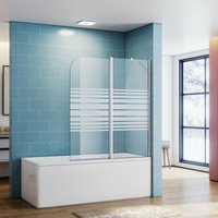 Badewannenaufsatz Glas Dusche Duschkabine Duschwand Badewannen Faltwand Duschabtrennung 140(H)x120(B)cm,Milchglas,Hebe-Senk-Funktion,mit Stabilisator von SONNI