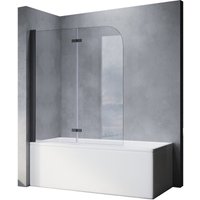 Sonni - Badewannenaufsatz faltbar Schwarz 120x140cm nano Glas esg 6mm Duschabtrennung für Badewannen von SONNI