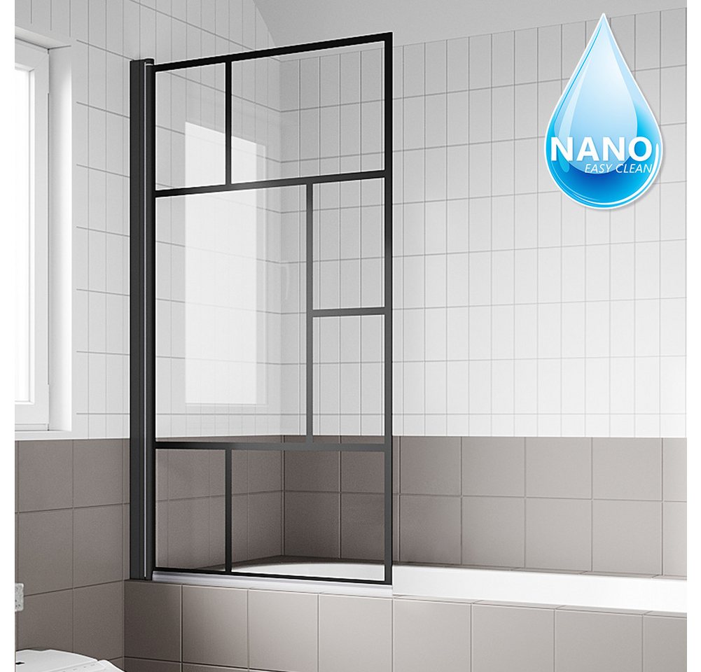 SONNI Badewannenaufsatz Duschabtrennung für Badewanne Faltbar 80x140cm,Dusche,NANO Glas ESG, Einscheibensicherheitsglas mit Nano Beschichtung, Schwarzem Gitterdesign SONNI Badewannenaufsatz Duschabtrennung für Badewanne Faltbar 80x140cm,Dusche,NANO Glas ESG, Einscheibensicherheitsglas mit Nano Beschichtung, Schwarzem Gitterdesign von SONNI
