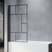 Sonni - Badewannenaufsatz schwarz faltbar nano esg glas Höhe:140 cm ohne Seitenwand von SONNI