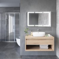 SONNI Badezimmer LED Spiegelschrank mit Beleuchtung 3-türig Kippschalter 105 x 65 x 13cm von SONNI