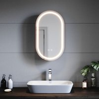 SONNI Badezimmer Spiegelschrank, Badspiegel mit LED Beleuchtung mit 3 Einstellbar Lichtfarben Beschlagfrei Oval Badezimmer Wandschrank, 40x70 cm SONNI Badezimmer Spiegelschrank, Badspiegel mit LED Beleuchtung mit 3 Einstellbar Lichtfarben Beschlagfrei Oval Badezimmer Wandschrank, 40x70 cm von SONNI