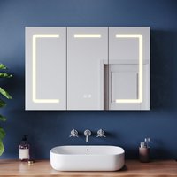 SONNI Badezimmer Spiegelschrank mit LED-Beleuchtung, Stromausfall Speicherfunktion, Rasierer Ladeanschluss, Große Kapazität, 900x600x125mm, Hellbraun SONNI Badezimmer Spiegelschrank mit LED-Beleuchtung, Stromausfall Speicherfunktion, Rasierer Ladeanschluss, Große Kapazität, 900x600x125mm, Hellbraun von SONNI