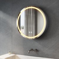 SONNI Badezimmer spiegelschrank mit Beleuchtung 3 einstellbar Lichtfarben Beschlagfrei Rund Spiegelschrank Bad mit Steckdose, Badschrank mit Spiegel und Ablage, Medizinschrank 60cm Dunkelgrau von SONNI