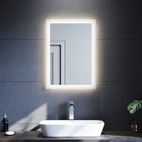 SONNI Badezimmerspiegel mit Beleuchtung Badspiegel LED 80x60cm Wandschalter Neutralweiß Licht Vertikal oder horizontal Montierend IP44,Energiesparend von SONNI