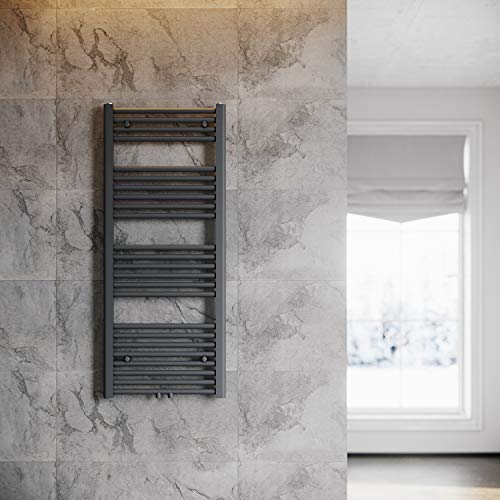 SONNI Badheizkörper 1200x500mm Handtuchtrockner Anthrazit 601 Watt Design Hantuchwärmer Bad Mittelanschluss Heizung von SONNI