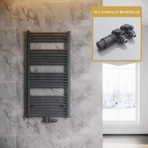 SONNI Badheizkörper 1200x600mm Handtuchtrockner Anthrazit 695 Watt Design Hantuchwärmer Heizung Mittelanschluss mit Anthrazit Multiblock Thermostat SONNI Badheizkörper 1200x600mm Handtuchtrockner Anthrazit 695 Watt Design Hantuchwärmer Heizung Mittelanschluss mit Anthrazit Multiblock Thermostat von SONNI