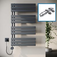 SONNI Badheizkörper Elektrisch mit Thermostat Anthrazit, Panel Handtuchhalter Elektrisch Flach Handtuchtrokner Handtuchheizkörper mit Heizstab Ohne/mit Mutiblock von SONNI