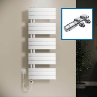 SONNI Badheizkörper Elektrisch mit Thermostat Weiß, Panel Handtuchhalter Elektrisch Flach Handtuchtrokner Handtuchheizkörper mit Heizstab Ohne/mit Mutiblock von SONNI