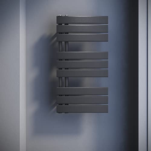 SONNI Badheizkörper Flach Handtuchtrockner 762 x 400 mm Anthrazit Handtuchwärmer Seitenanschluss Panel Handtuchheizkörper 570W von SONNI