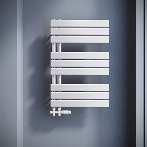 SONNI Badheizkörper Flach Handtuchtrockner 762 x 500 mm Weiß Handtuchwärmer mit Multiblock Seitenanschluss Panel Handtuchheizkörper 679W von SONNI