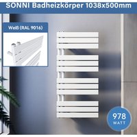 Badheizkörper Handtuchhalter Weiß Handtuchwärmer Panel Handtuchtrockner,1038x500mm Seitenanschluss - Sonni von SONNI