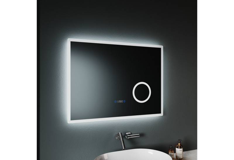 SONNI Badspiegel Badezimmerspiegel mit 3-facher Vergrößerung,100/80cmx60cm, mit LED von SONNI