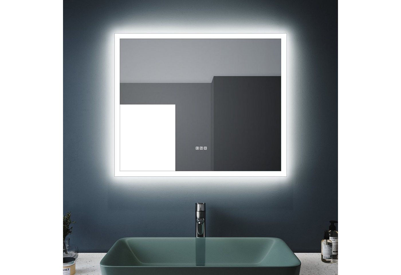 SONNI Badspiegel Badezimmerspiegel mit Beleuchtung, mit Bluetooth Lautsprecher, Antibeschlage, 60 x 50, LED, Rasierspiegel, Lichtspiegel, IP44 von SONNI