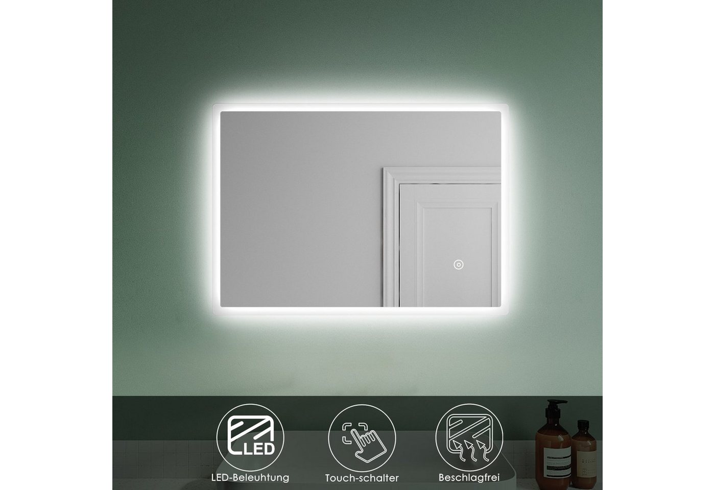 SONNI Badspiegel Badspiegel mit Beleuchtung,Badezimmerspiegel,LED,Touch,0x70/70x50 von SONNI