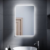 Sonni - Badspiegel led Beleuchtung Badezimmerspiegel mit led Wandspiegel,80x50cm,Touch,Kaltweiß von SONNI